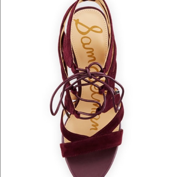 Sam Edelman Yardley Wine Suede Lace Up Heels - Picture 10 of 12
